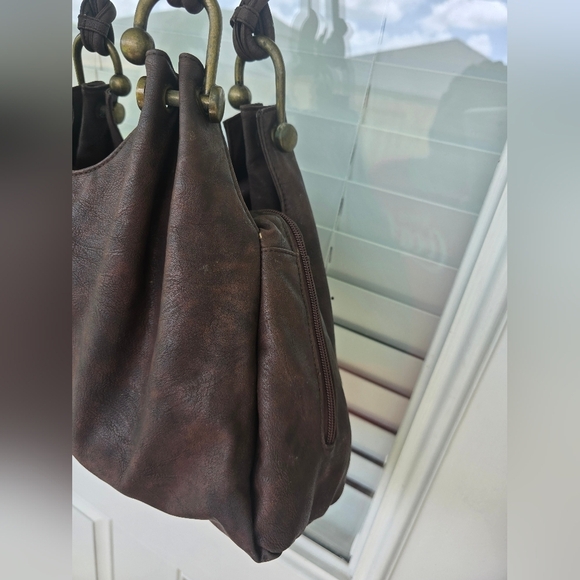 Prada Brown Shoulder HandBag Women Gold Accents - Picture 8 of 16
